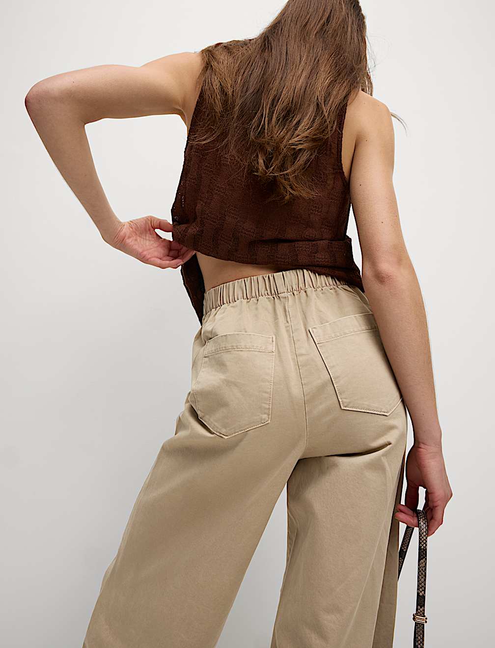 Elasticated Waist Barrel Leg Casual Trousers