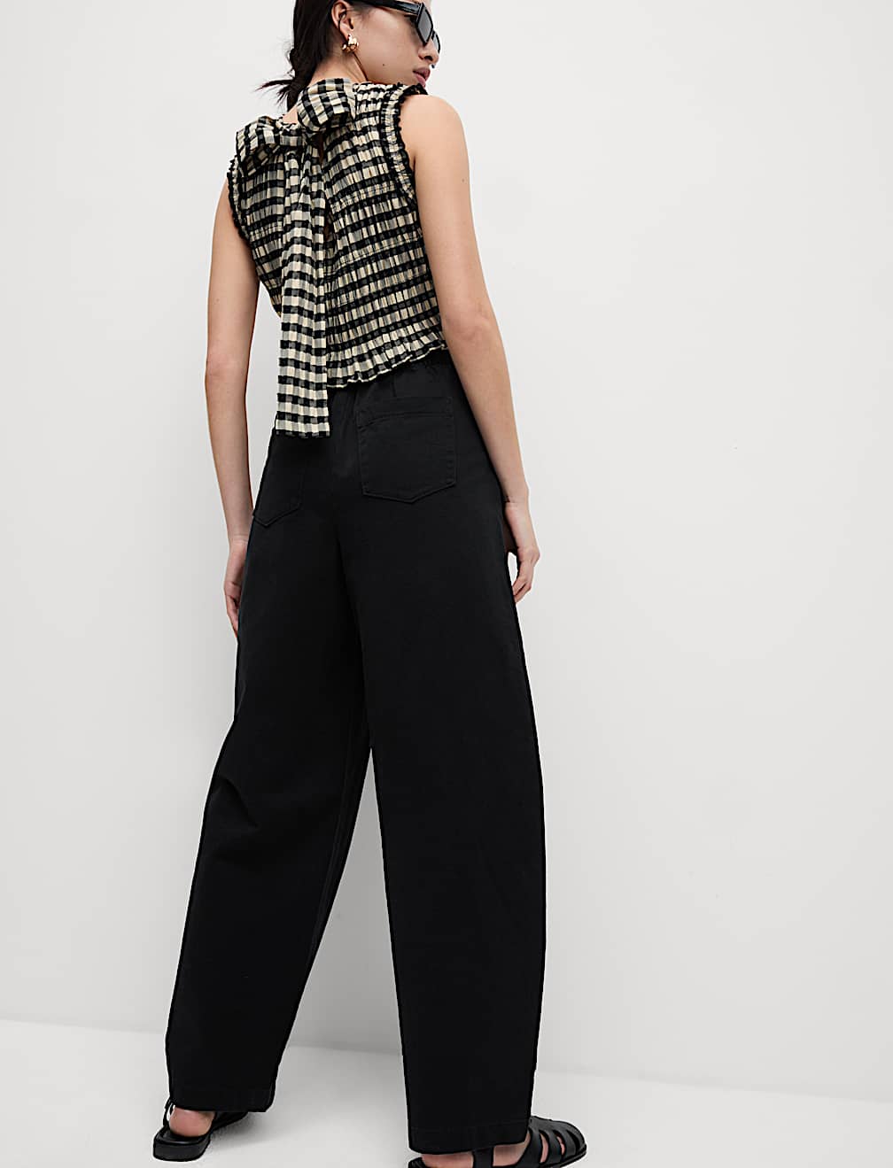 Elasticated Waist Barrel Leg Casual Trousers