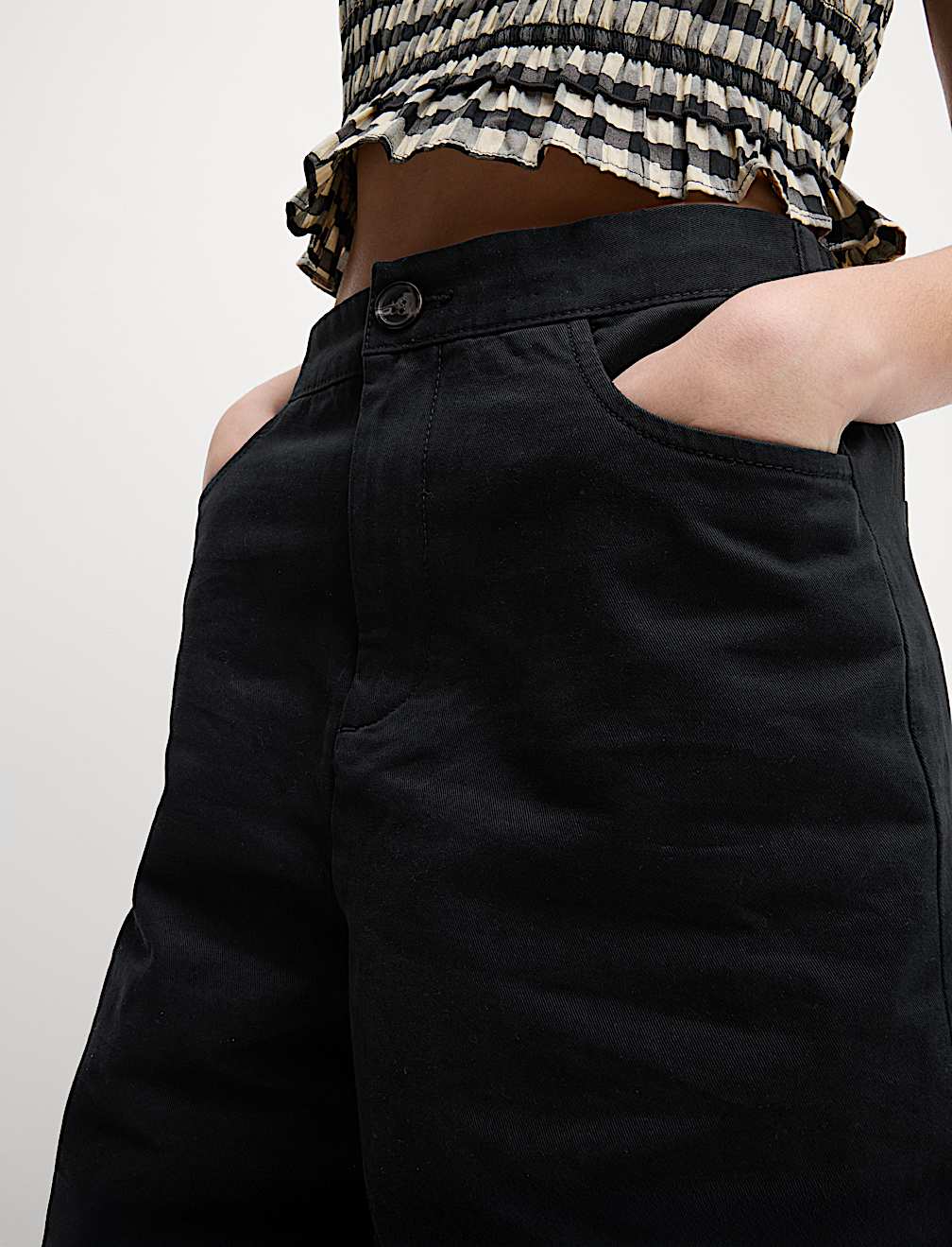 Elasticated Waist Barrel Leg Casual Trousers