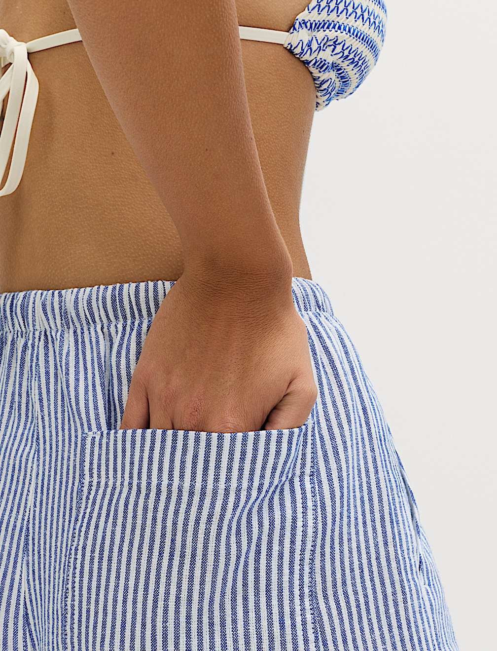 Linen Blend Wide Leg Trousers