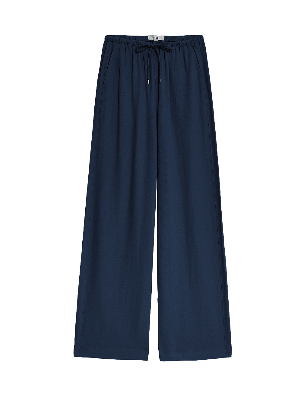 Linen Blend Wide Leg Trousers
