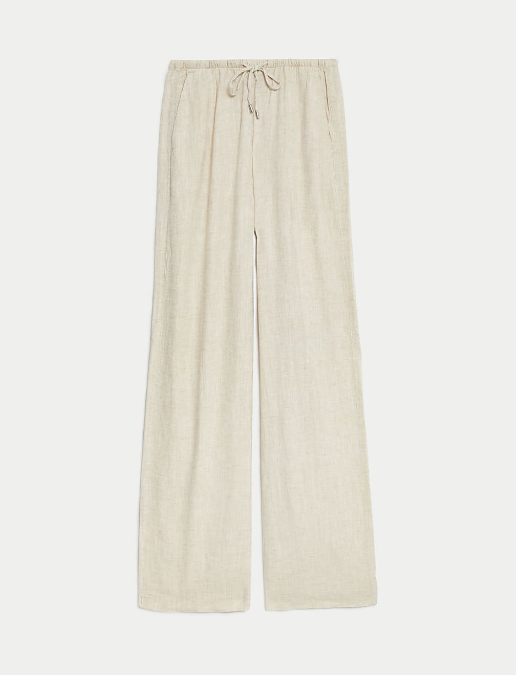 Linen Blend Wide Leg Trousers
