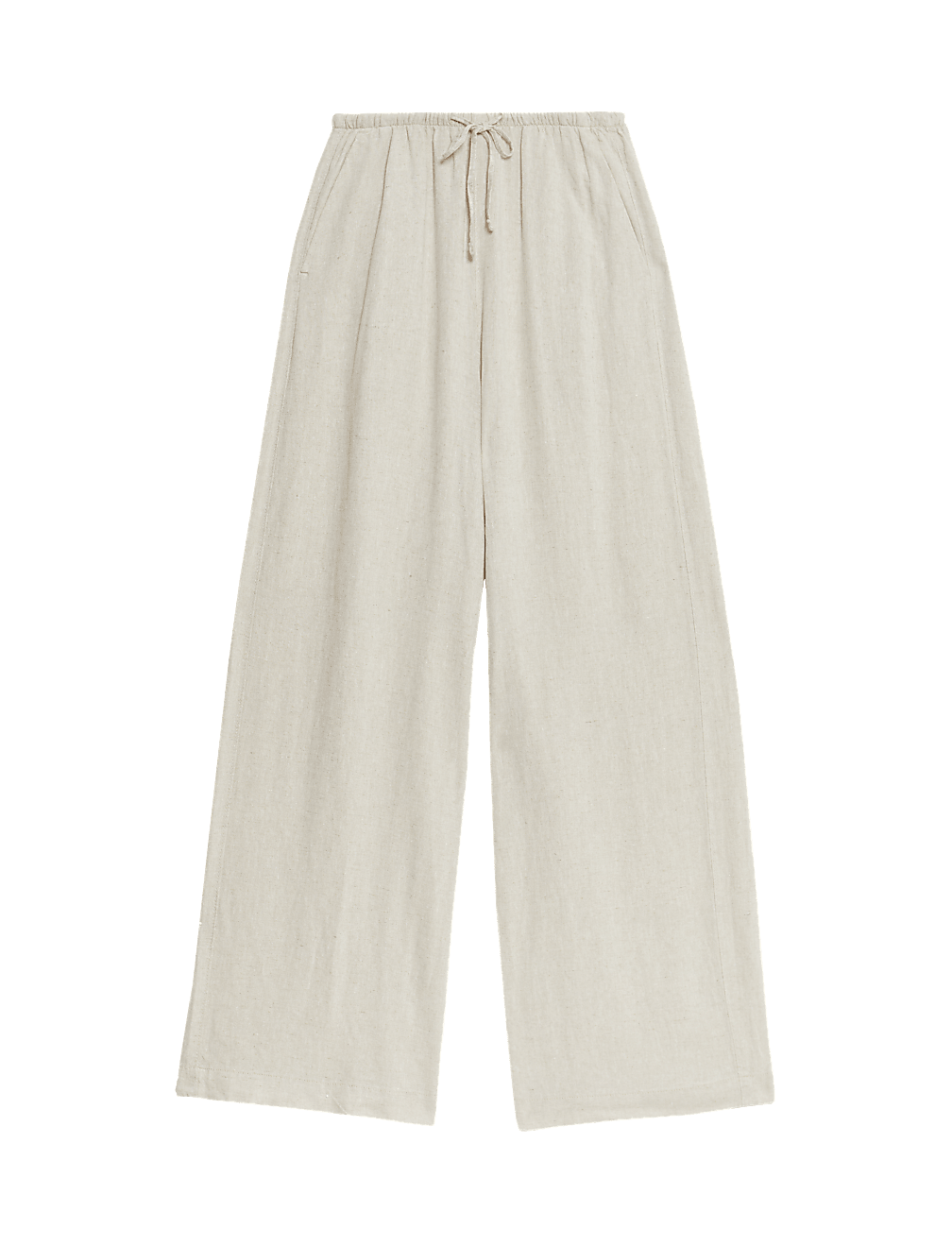Linen Blend Wide Leg Trousers