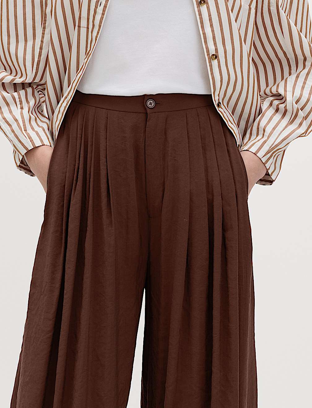 Pleat Front Palazzo Trousers