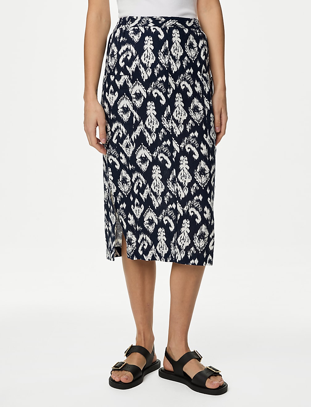 Linen Rich Midi Utility Skirt