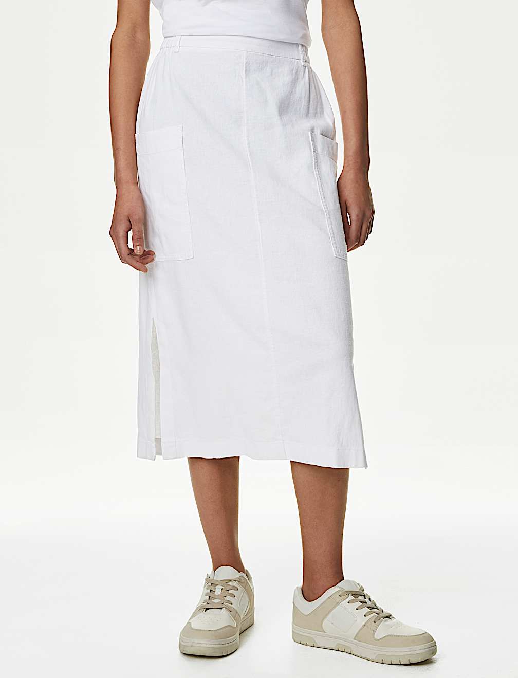 Linen Rich Midi Utility Skirt