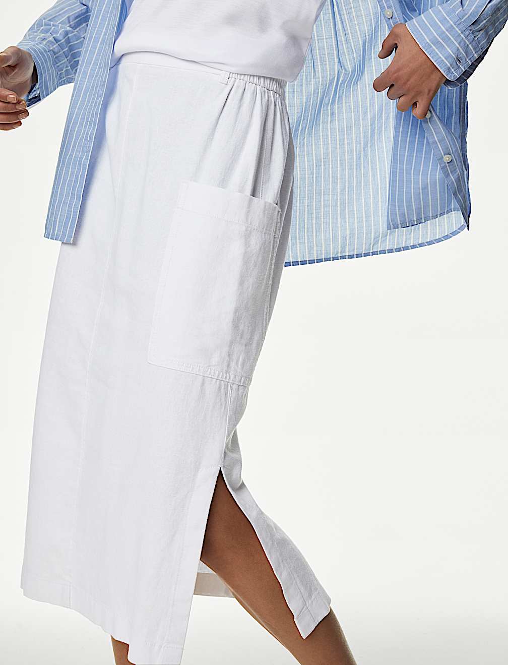 Linen Rich Midi Utility Skirt