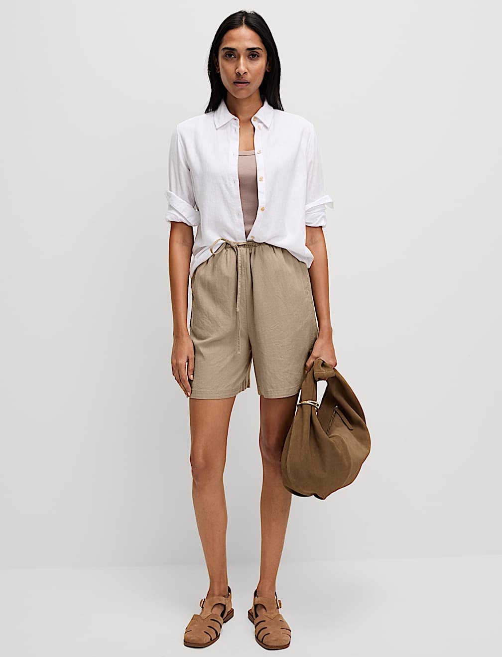 Linen Rich High Waisted Shorts