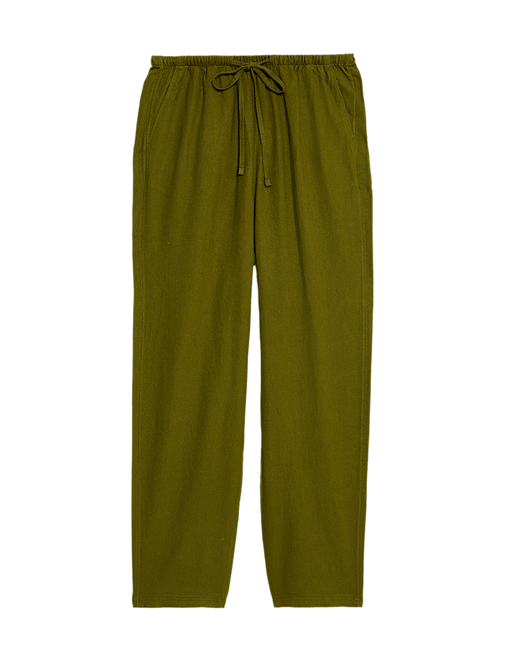 Linen-Rich Drawstring Tapered Trousers