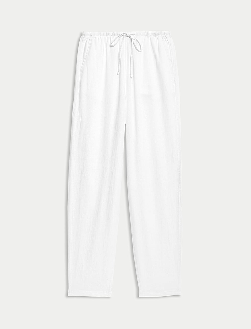 Linen-Rich Drawstring Tapered Trousers