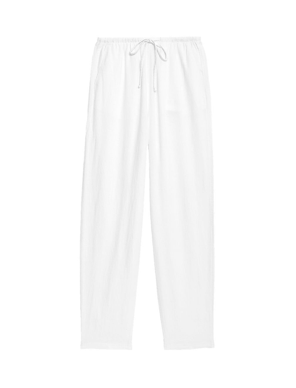 Linen-Rich Drawstring Tapered Trousers