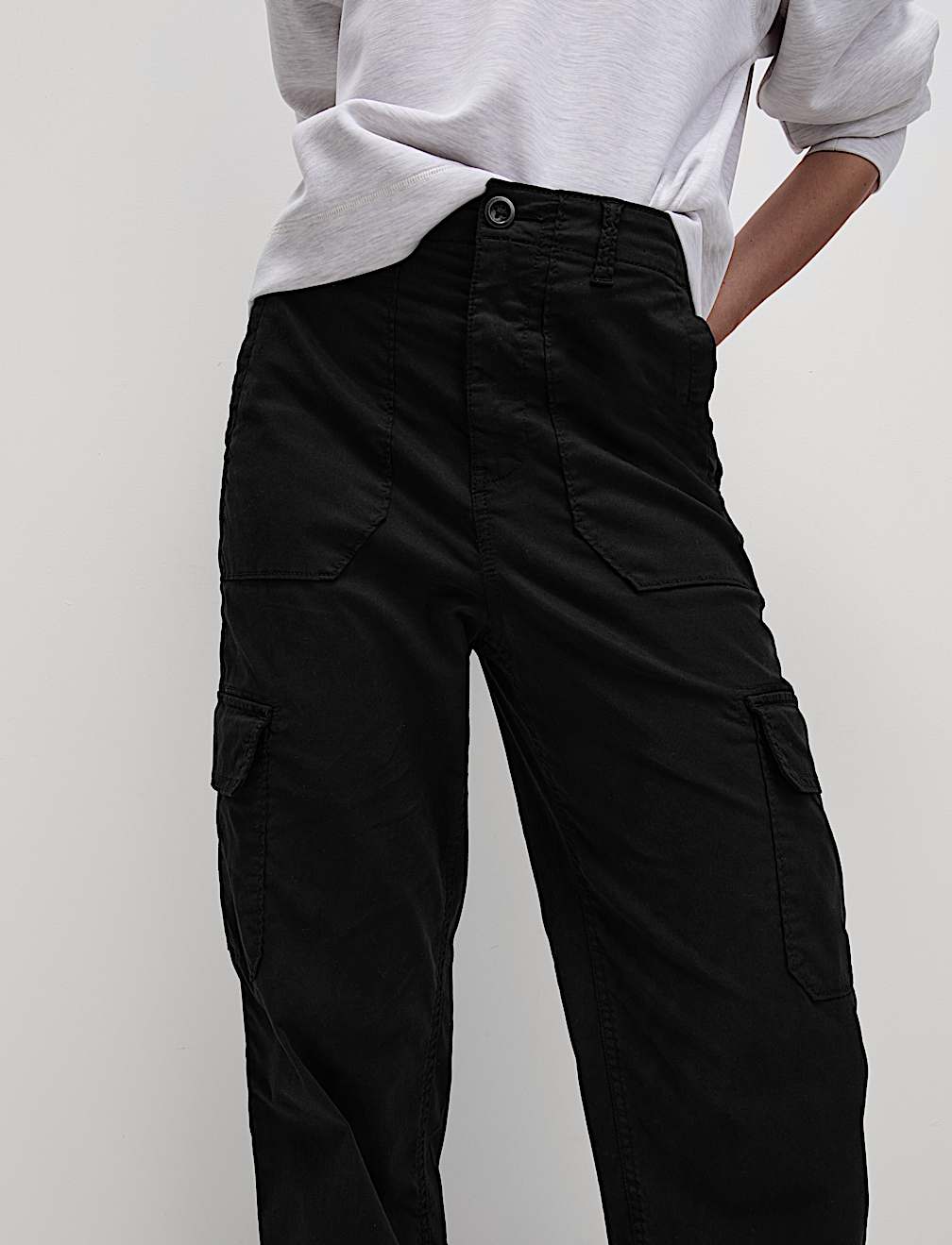 Lyocell Rich Cargo Straight Leg Trousers