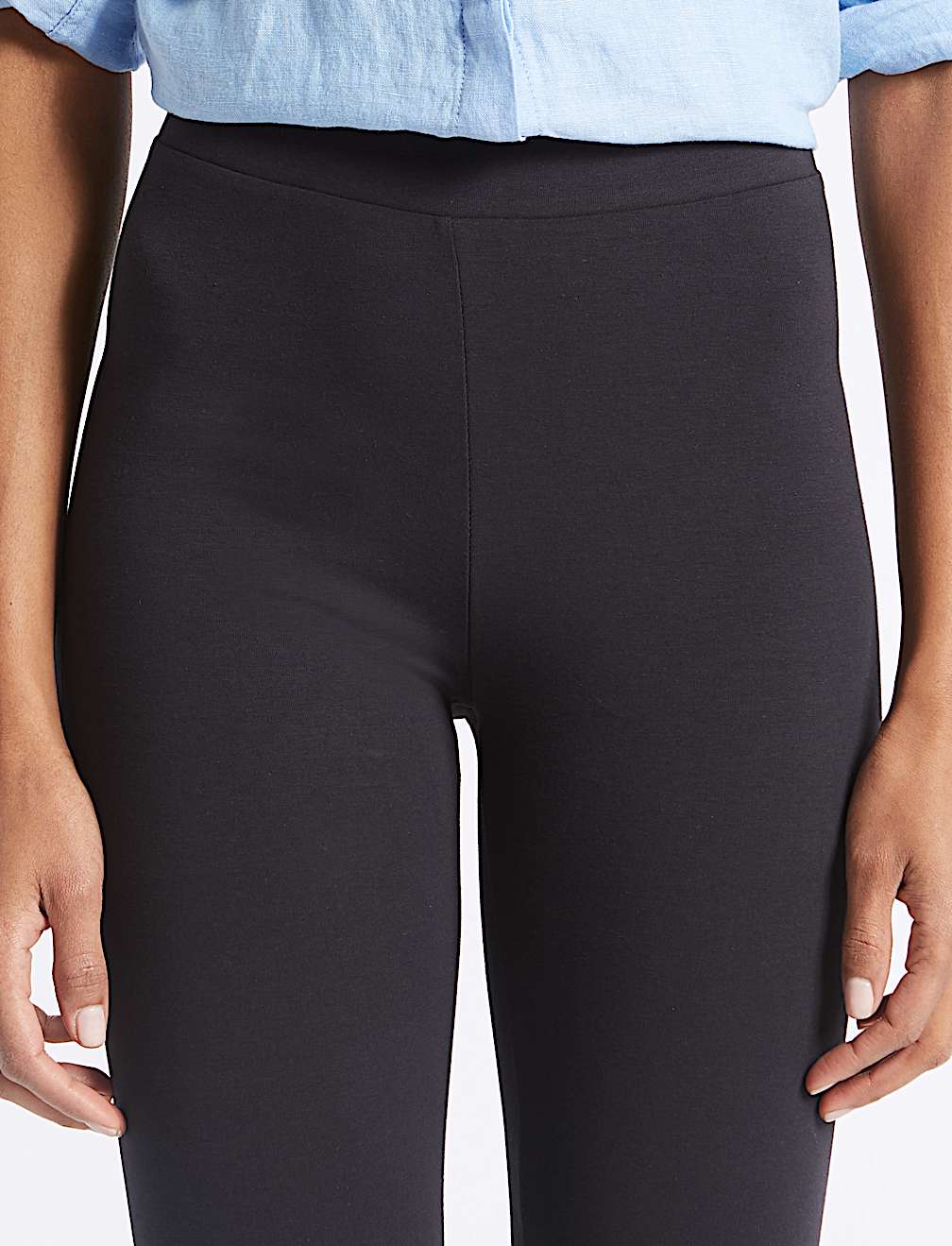 Cotton Rich Embroidered Hem Leggings