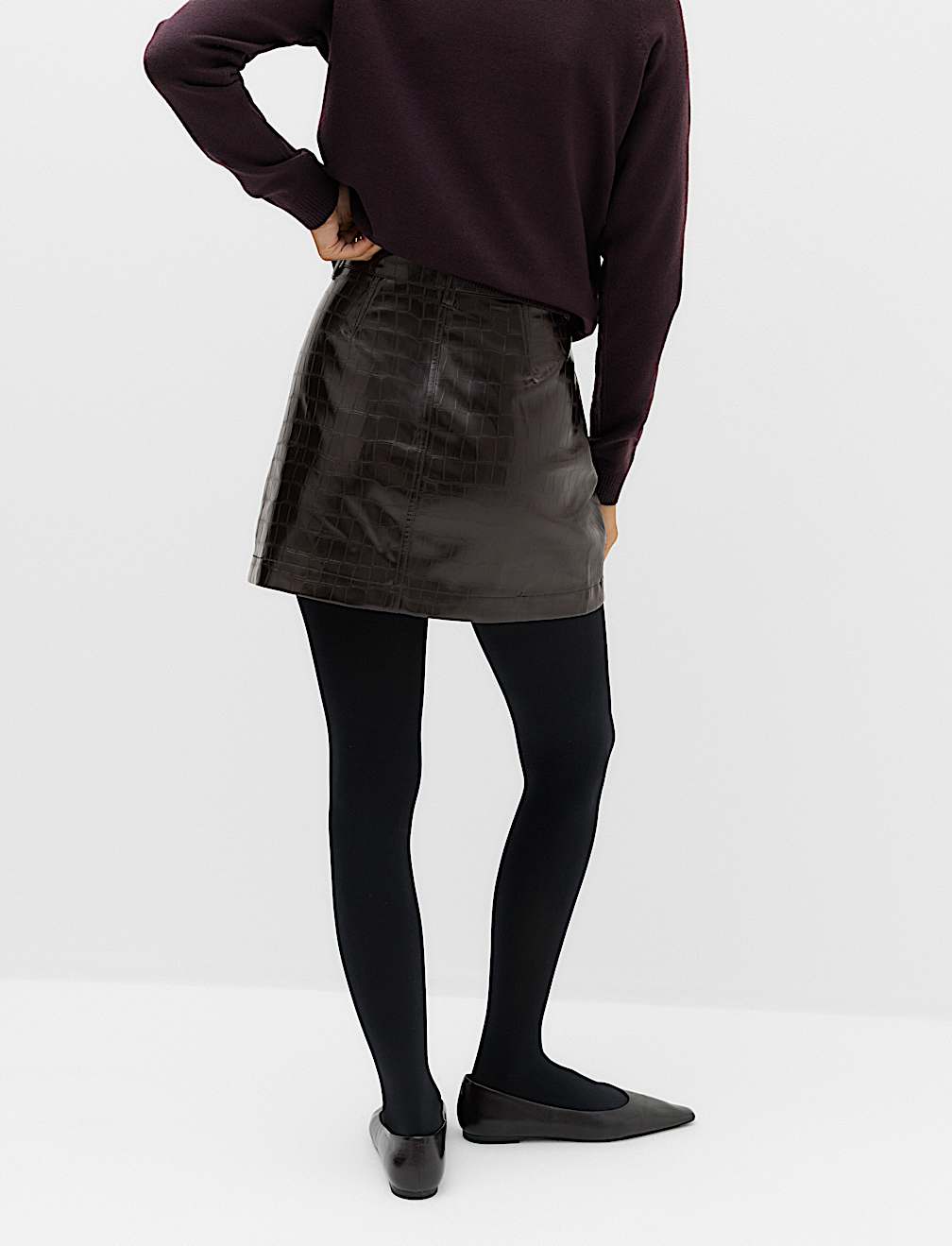 Faux Leather Croc Mini Skirt