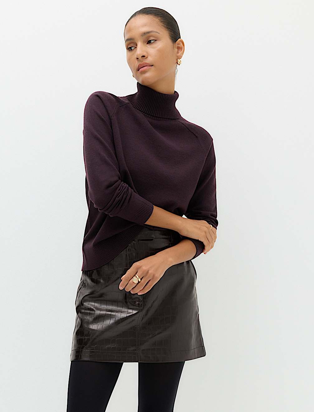 Faux Leather Croc Mini Skirt