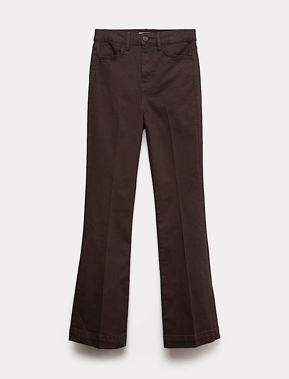 High Waisted Crease Front Slim Flare Jeans