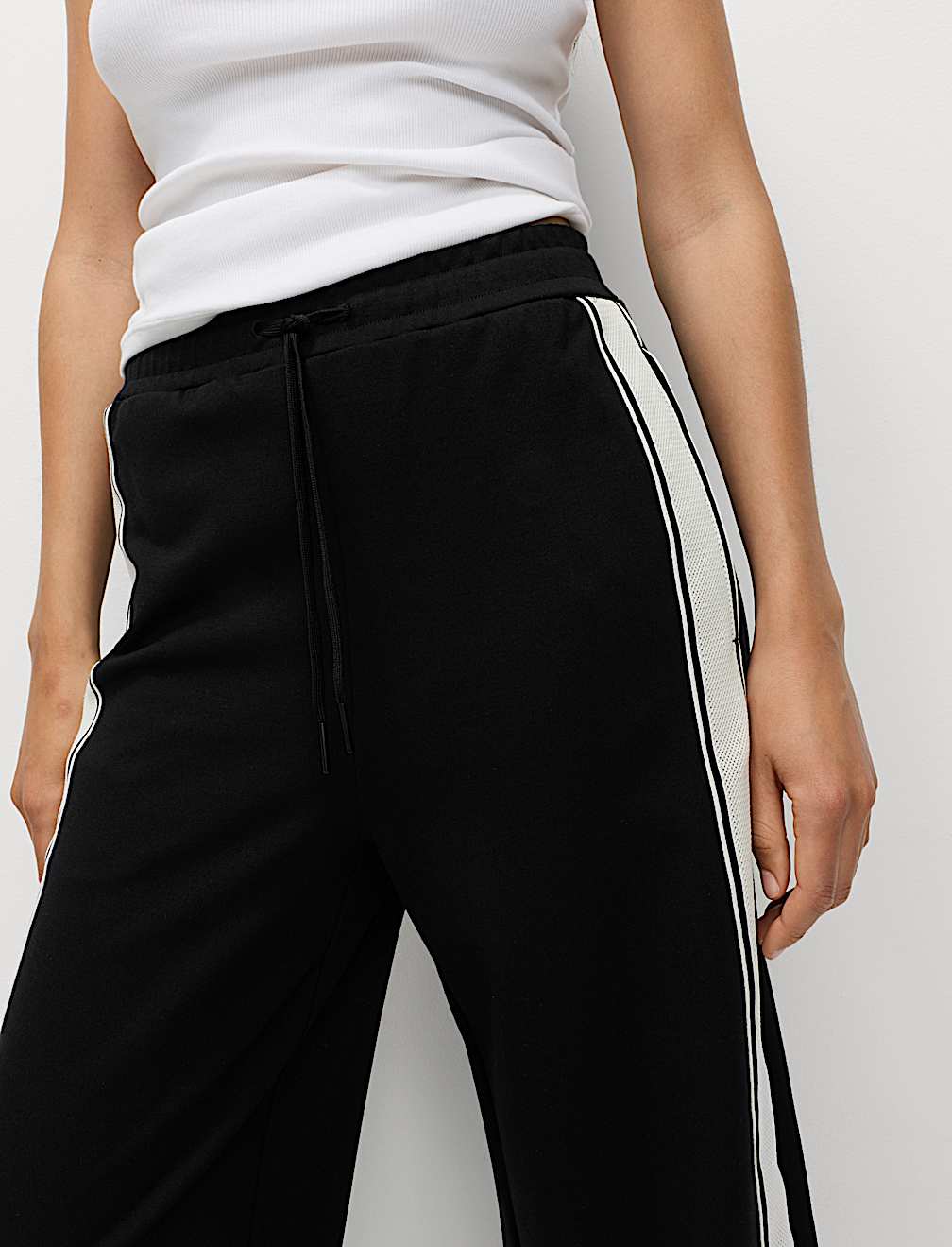 Jersey Side Stripe Wide Leg Trousers
