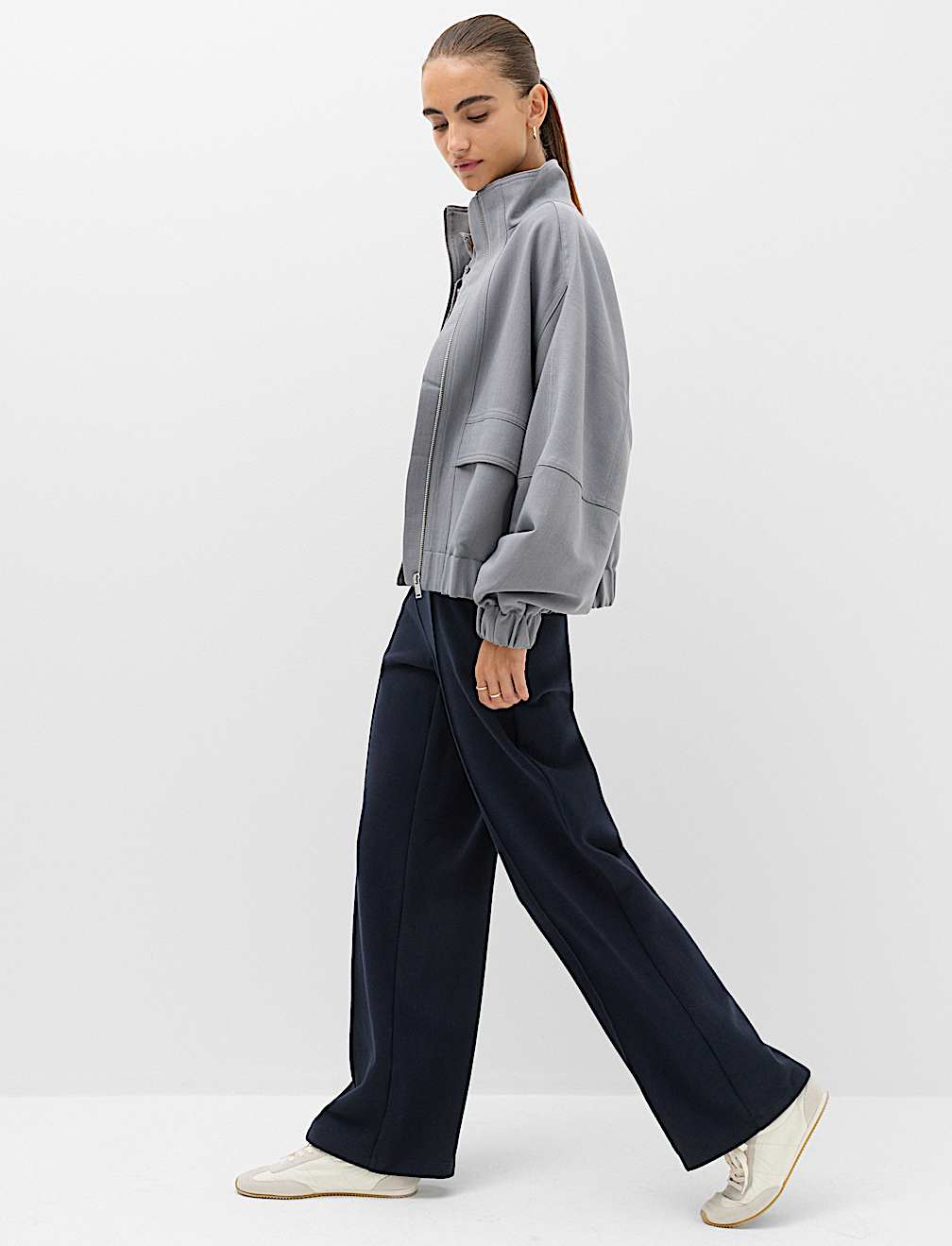 Cotton Rich Pintuck Wide Leg Trousers