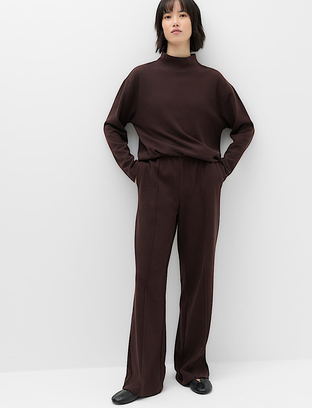 Cotton Rich Pintuck Wide Leg Trousers