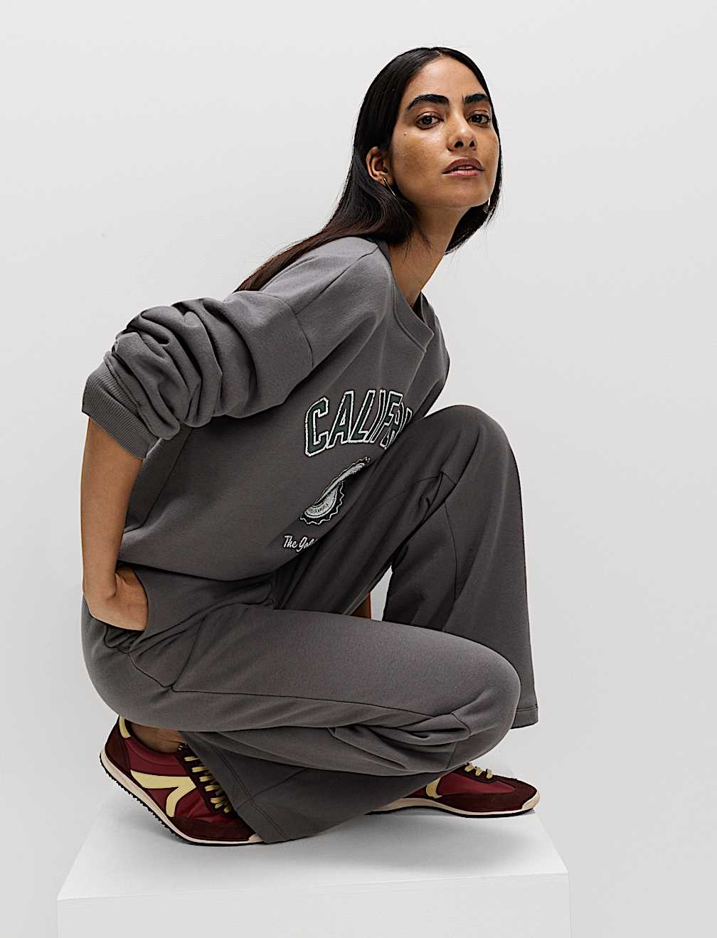 Cotton Rich Drawstring Wide Leg Joggers