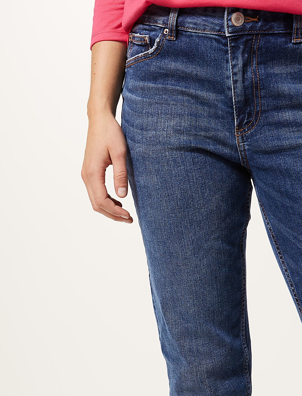 Mid Rise Relaxed Slim Leg Jeans