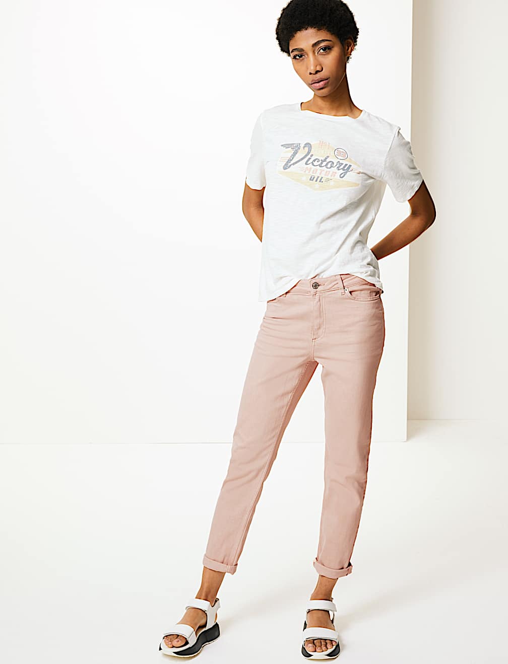 Relaxed Mid Rise Slim Jeans