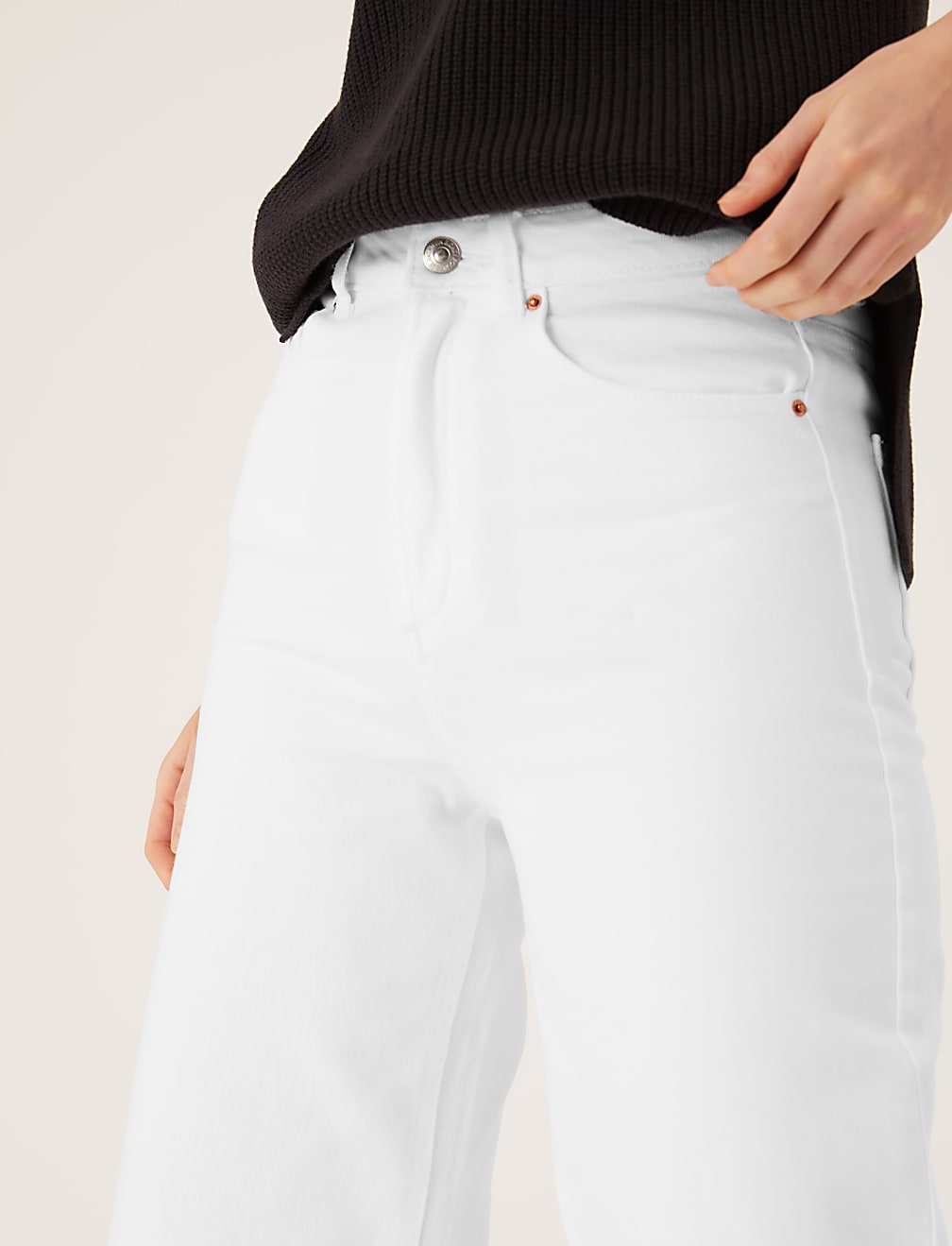 High Waisted Wide Leg Ankle Grazer Jeans