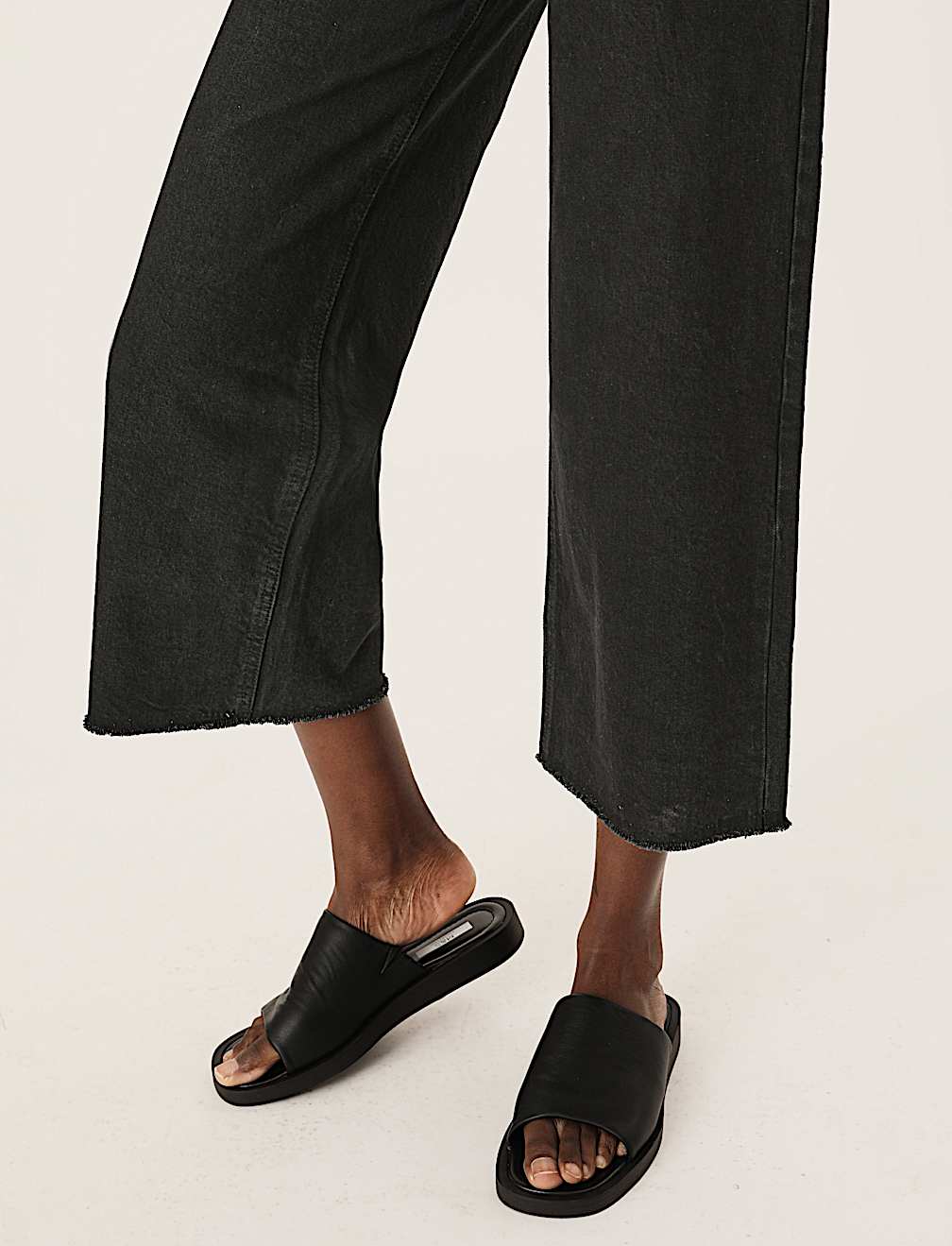 High Waisted Wide Leg Ankle Grazer Jeans