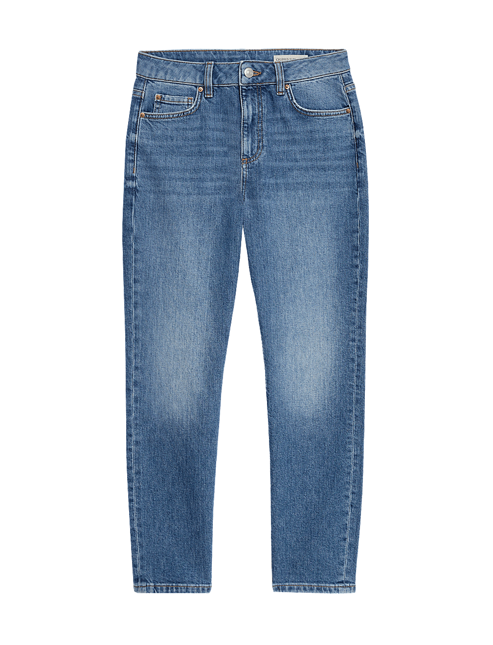High Waisted Slim Fit Cropped Jeans