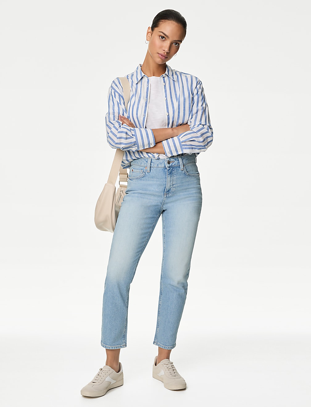 Buy High Waisted Slim Fit Cropped Jeans at Marks Spencer