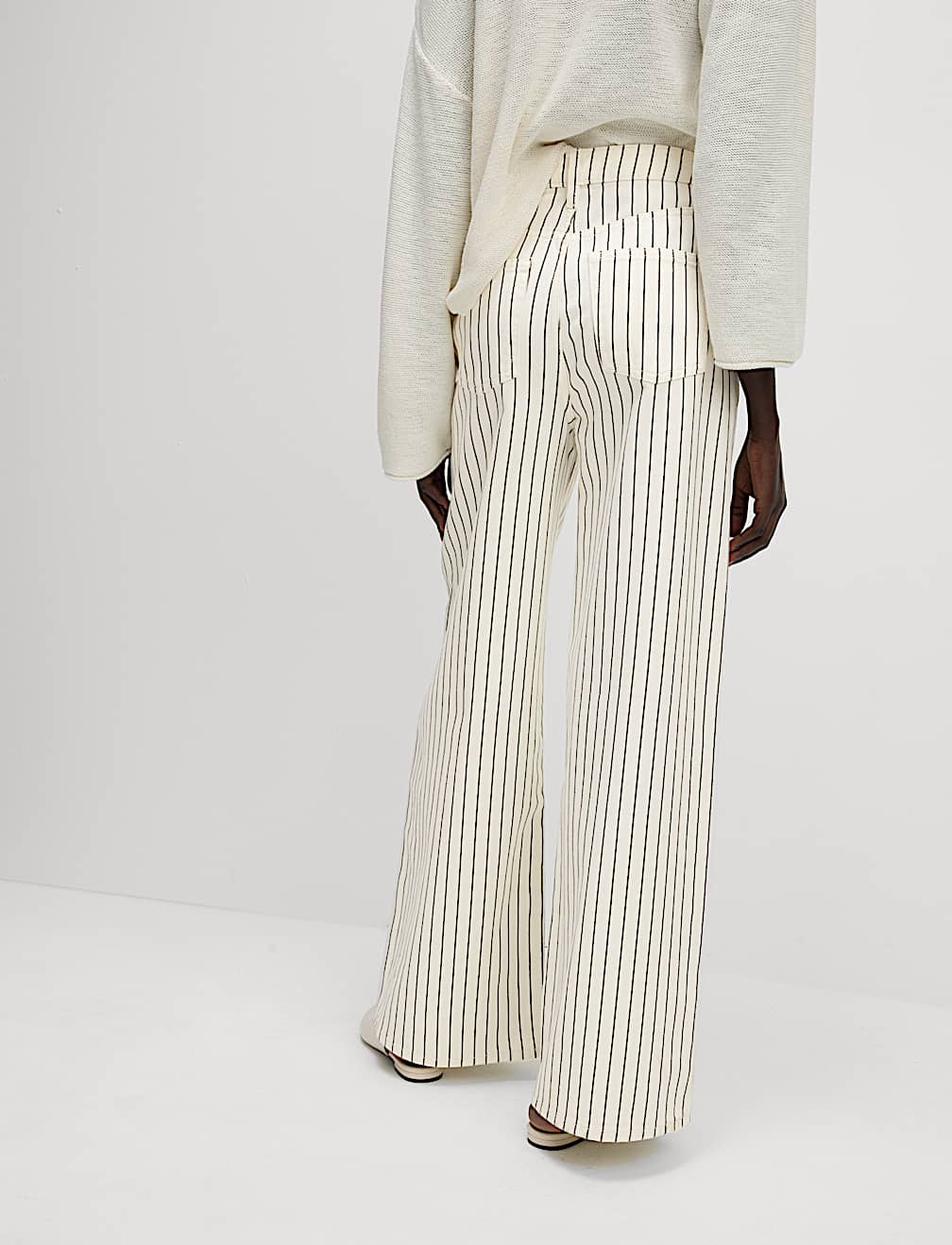 Pure Cotton Striped Wide Leg Trousers