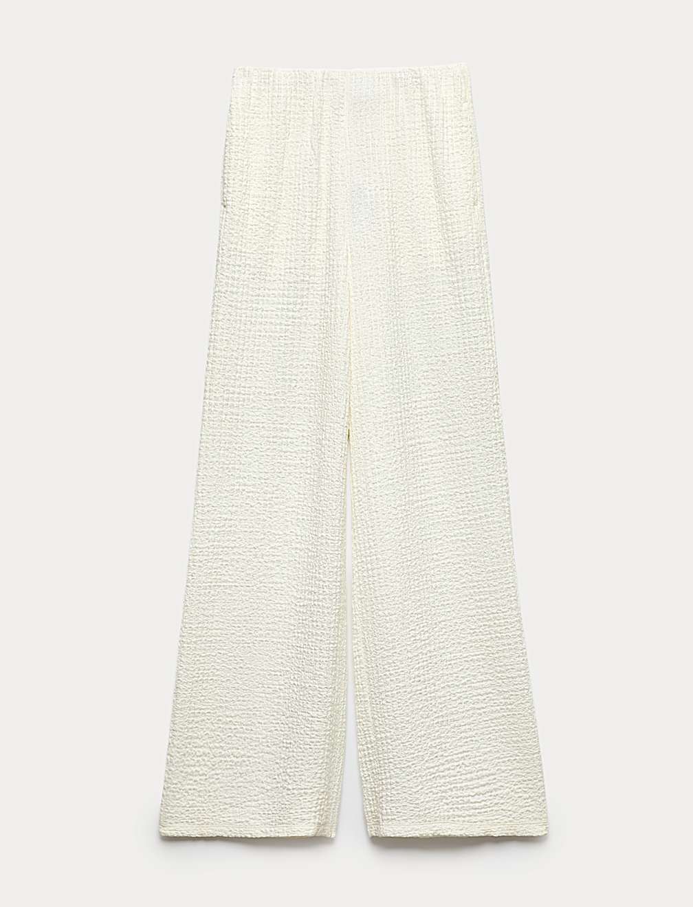 Textured Pull On Wide Leg Trousers
