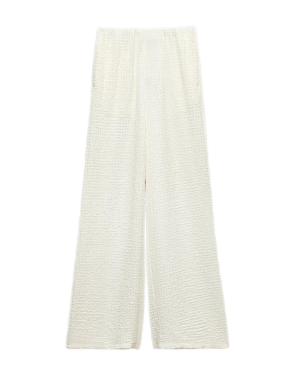 Textured Pull On Wide Leg Trousers