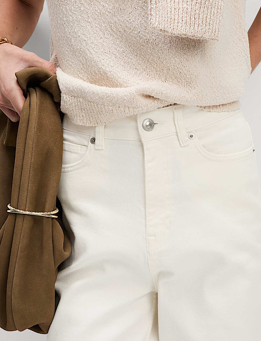 High Waisted Carrot Leg Ankle Grazer Jeans