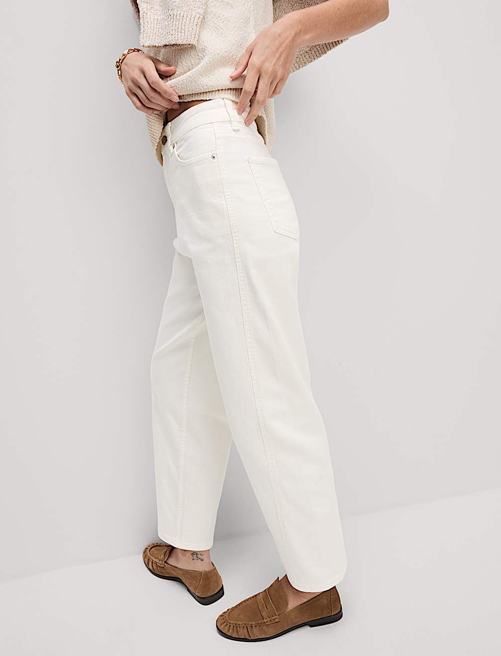 High Waisted Carrot Leg Ankle Grazer Jeans