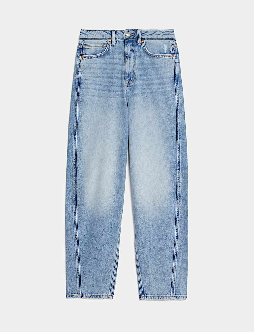 High Waisted Carrot Leg Ankle Grazer Jeans