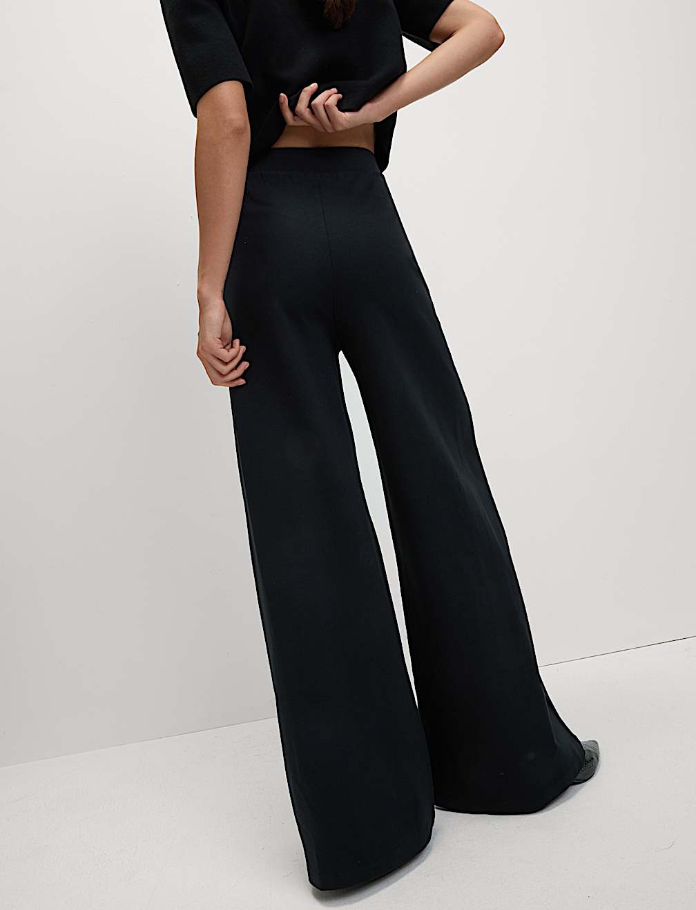 Ponte Elasticated Waist Palazzo Trousers