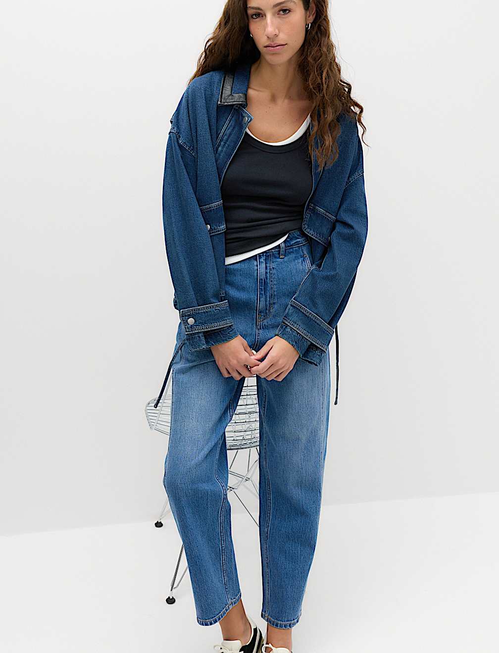 Cotton Rich High Waisted Carrot Leg Jeans