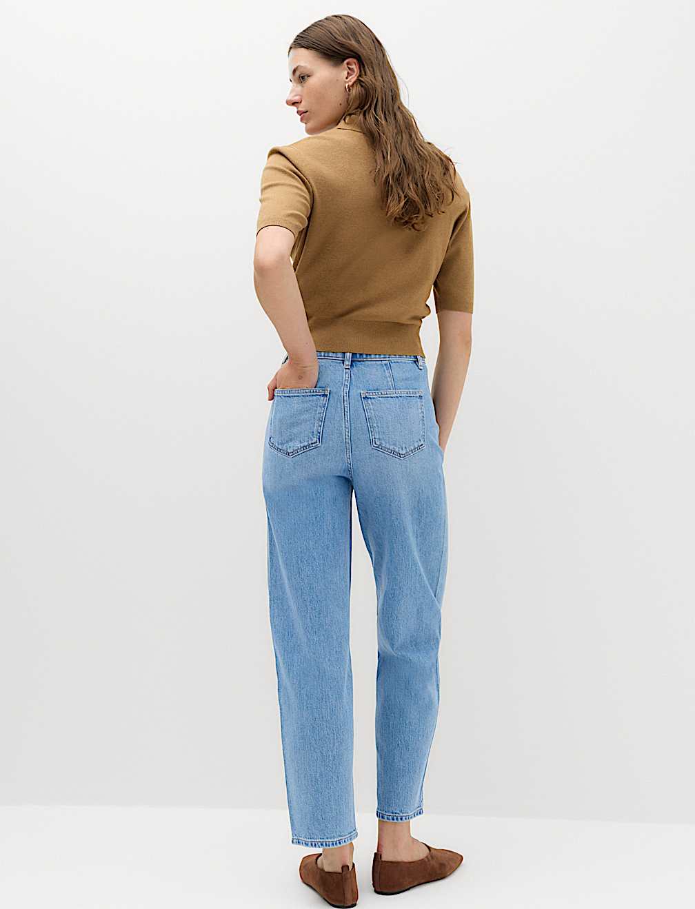Cotton Rich High Waisted Carrot Leg Jeans