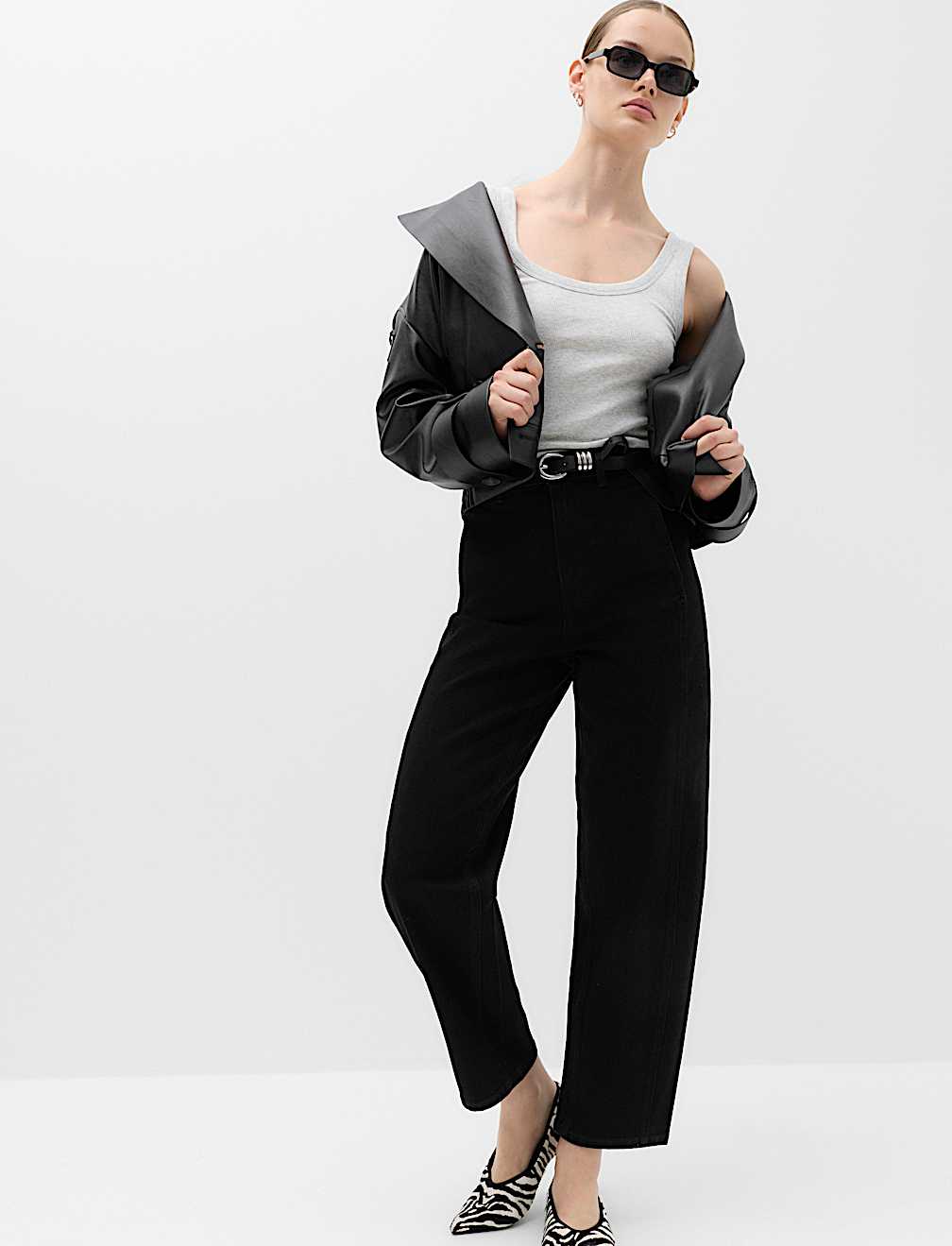 Cotton Rich High Waisted Carrot Leg Jeans