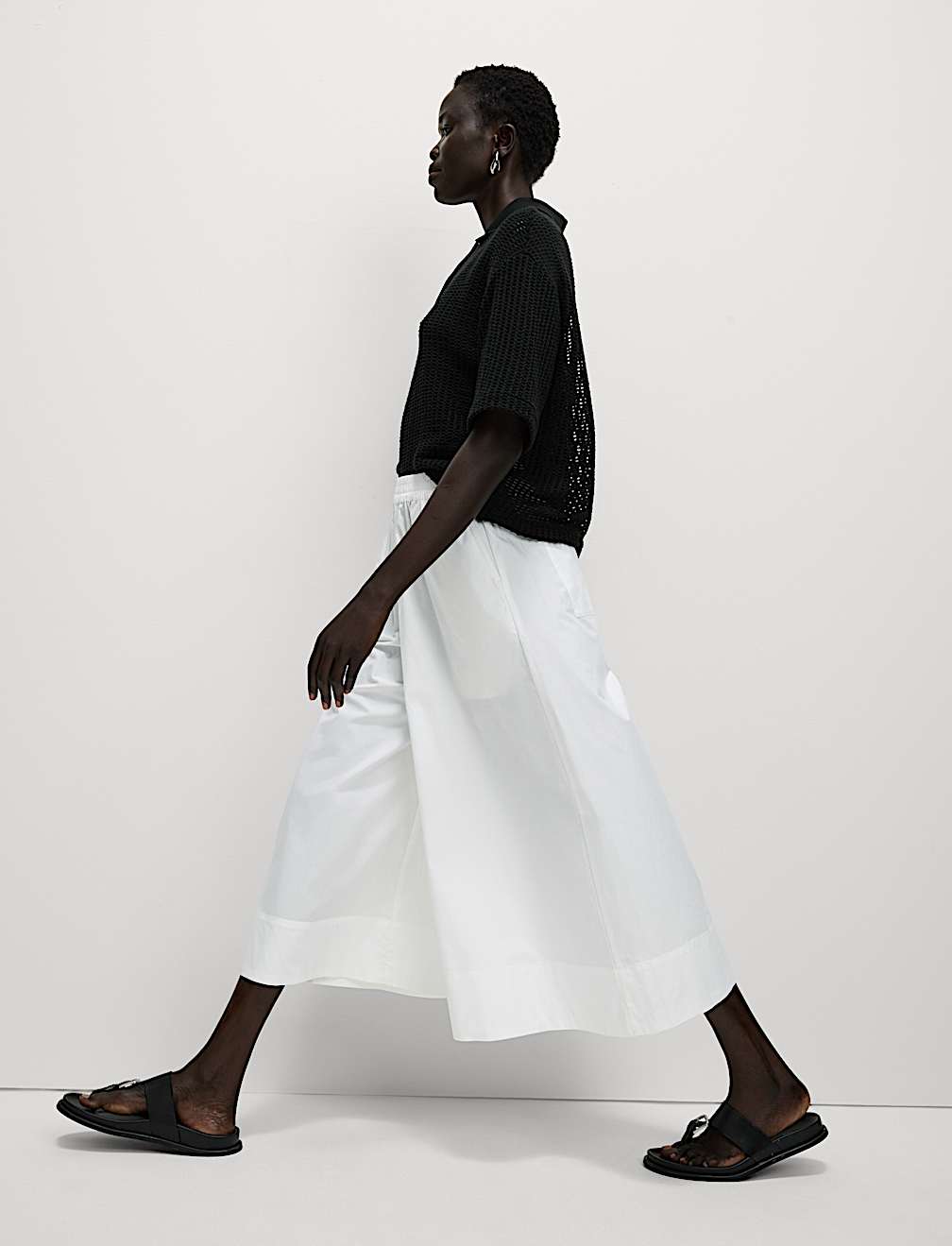 Pure Cotton Palazzo Cropped Trousers