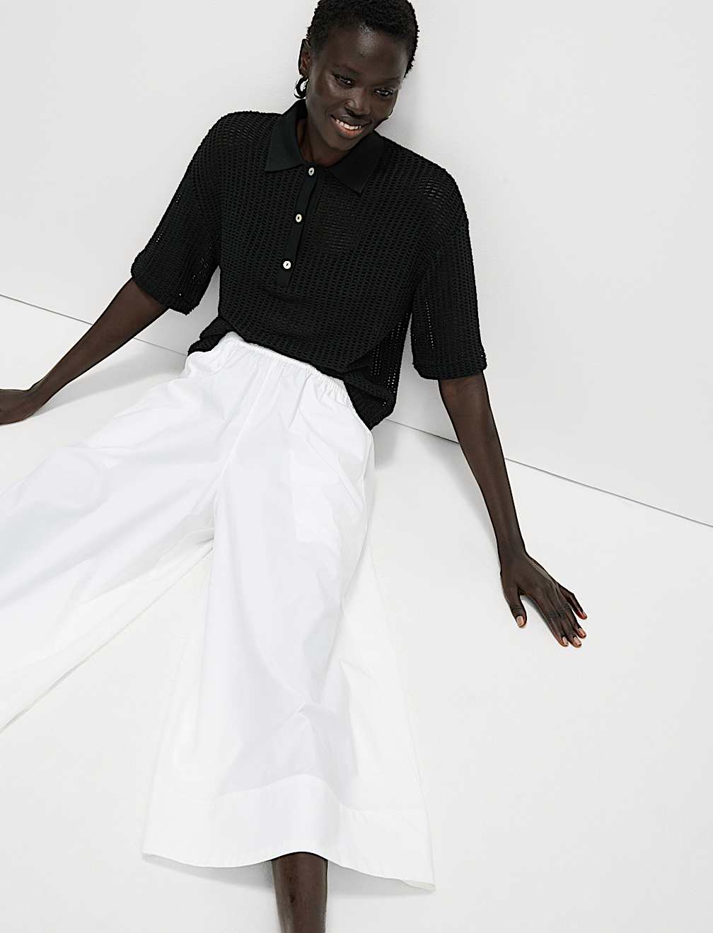 Pure Cotton Palazzo Cropped Trousers