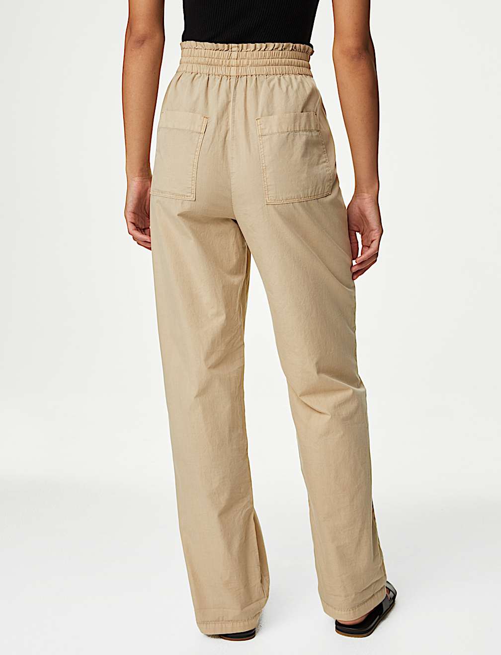 Pure Cotton Straight Leg Ankle Grazer Trousers