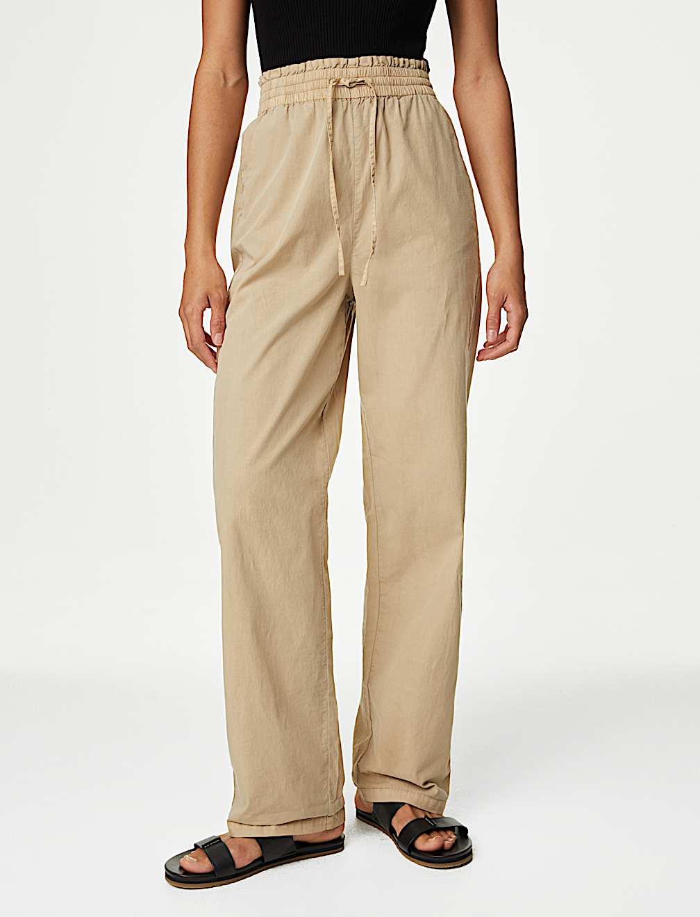 Pure Cotton Straight Leg Ankle Grazer Trousers