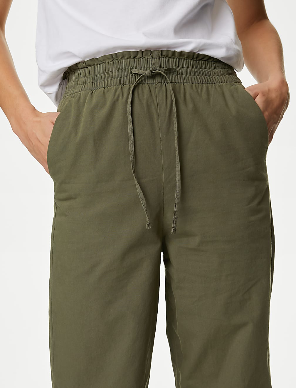 Pure Cotton Straight Leg Ankle Grazer Trousers