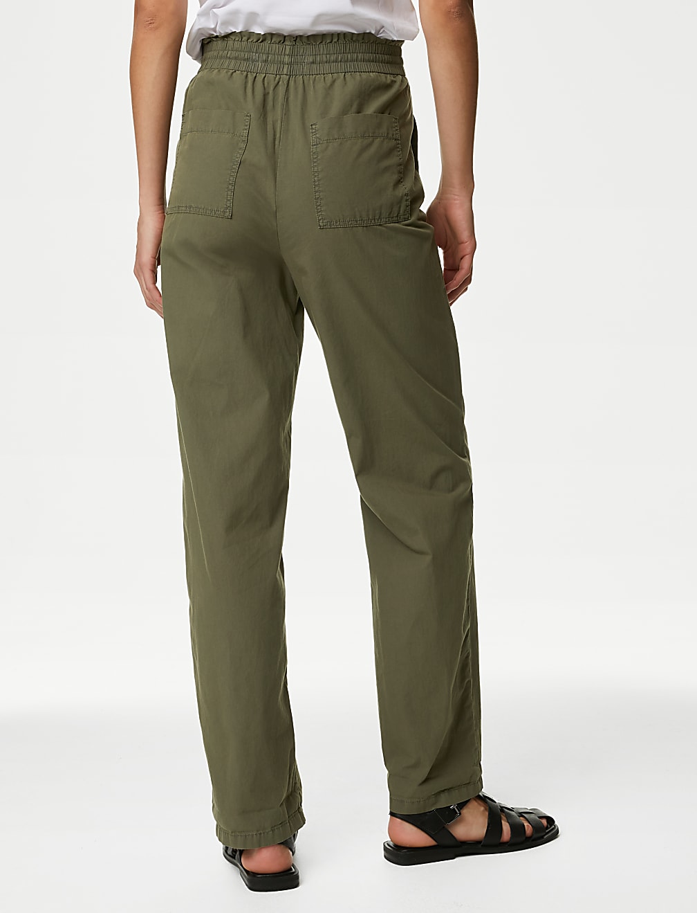 Pure Cotton Straight Leg Ankle Grazer Trousers