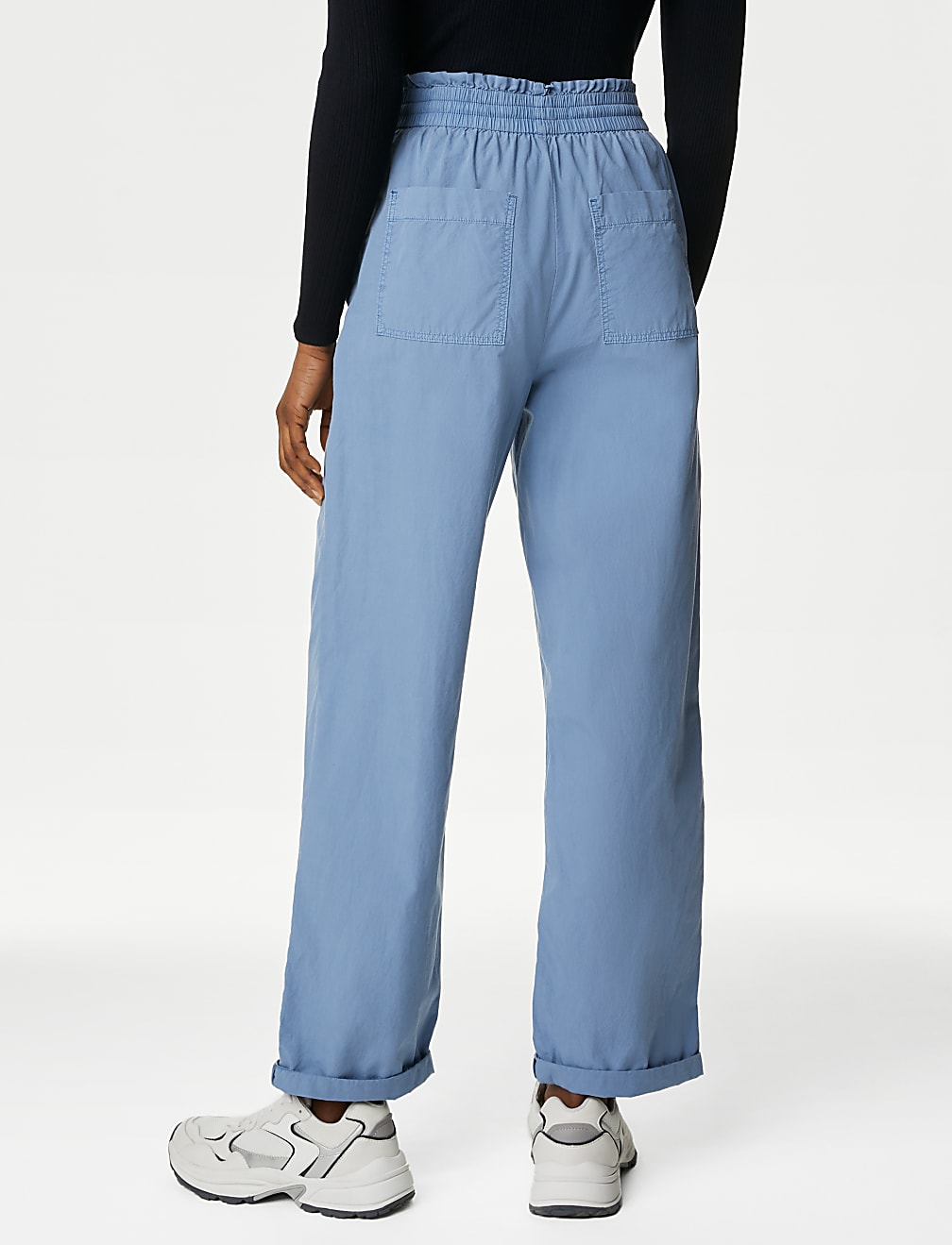Pure Cotton Straight Leg Ankle Grazer Trousers