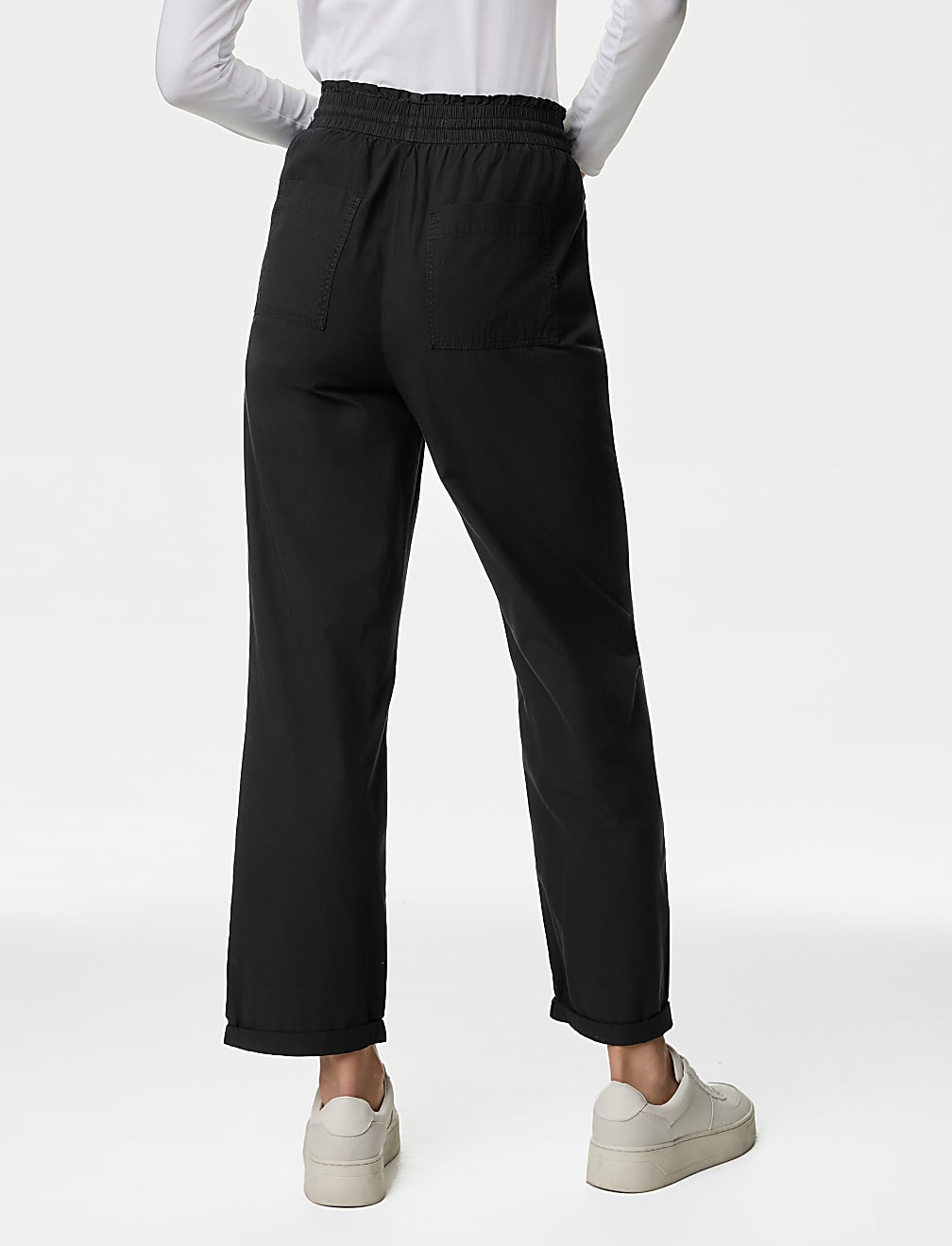 Pure Cotton Straight Leg Ankle Grazer Trousers