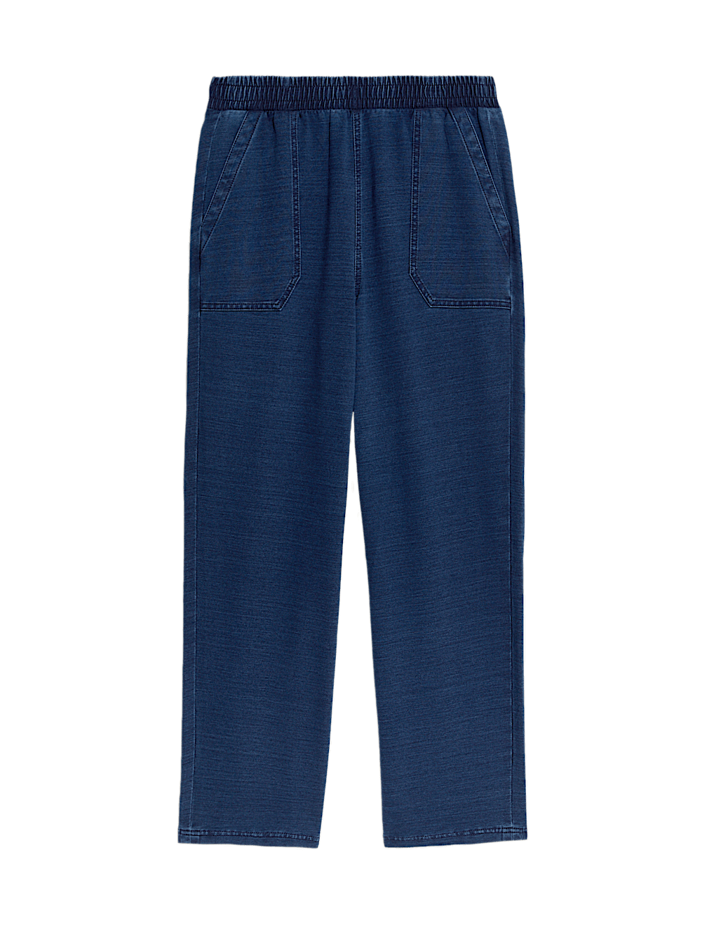 Denim Jersey Straight Leg Trousers