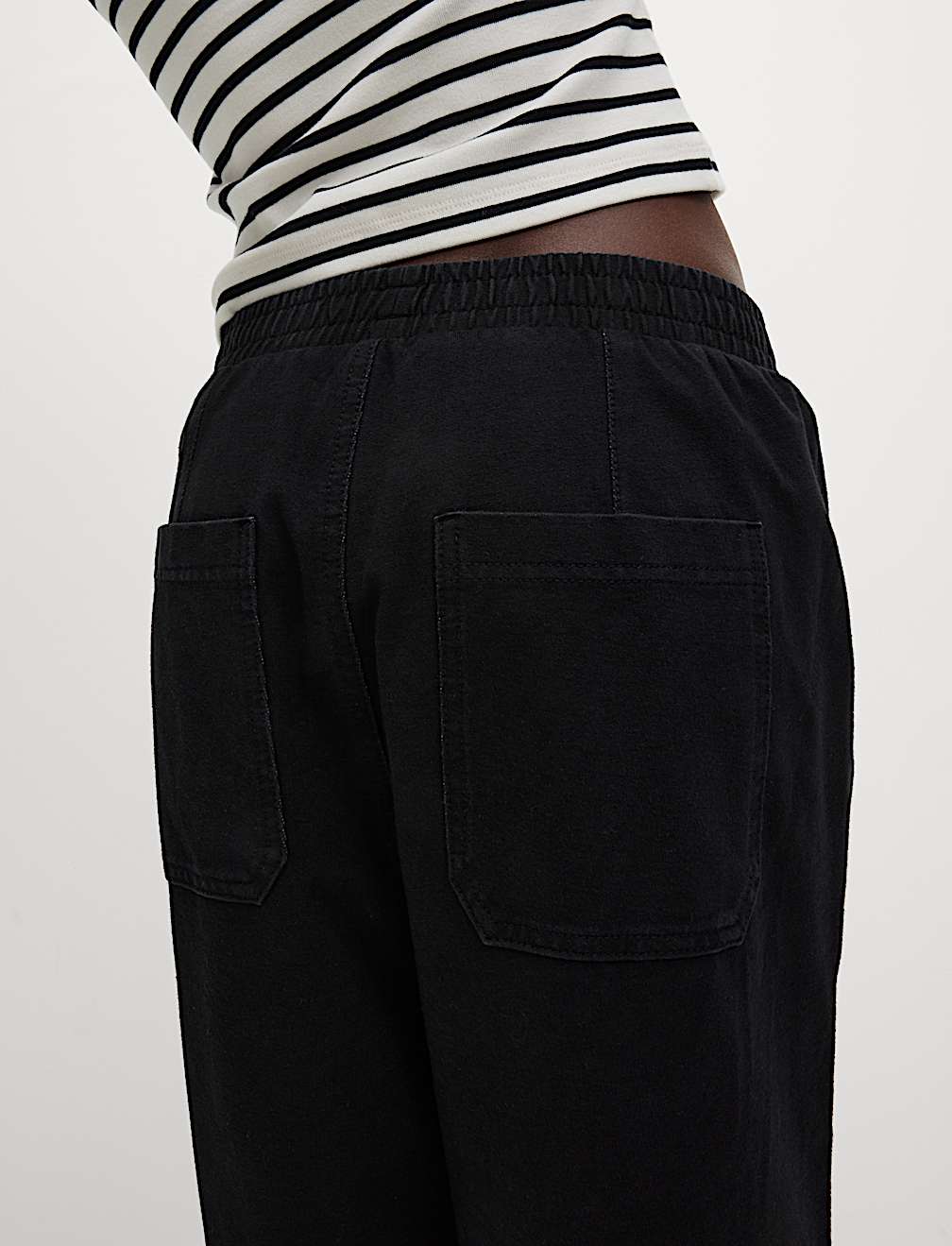 Denim Jersey Straight Leg Trousers